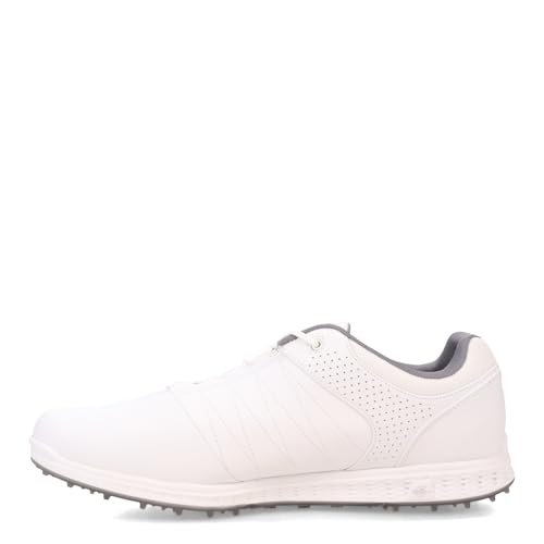 Skechers Men's Pivot Spikeless Golf Shoe, White/Gray/Blue, 11