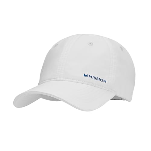 MISSION Cooling UPF Performance Hat - Unisex One Size Cap for Workouts, Golf & Running - Sweat & Water Activated Technology (White)
