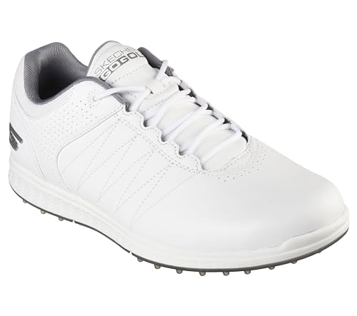 Skechers Men's Pivot Spikeless Golf Shoe, White/Gray, 12 Wide