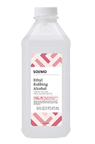 Amazon Brand - Solimo 70% Ethyl Rubbing Alcohol First Aid Antiseptic, 16 Fluid Ounces
