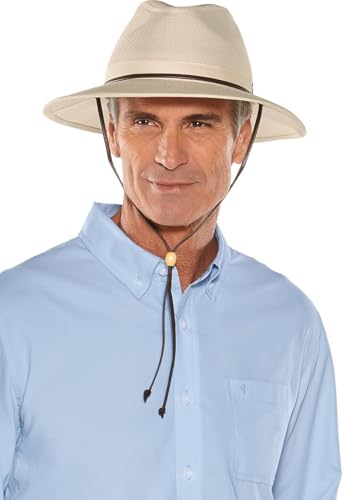 Coolibar UPF 50+ Men's Kaden Crushable Ventilated Hat - Sun Protective (Large/X-Large- Natural)