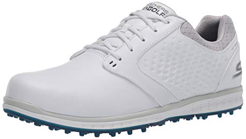 Skechers Go Golf Women's Elite 3 Spikeless Waterproof Golf Shoe, White/Navy Leather, 5.5 M US