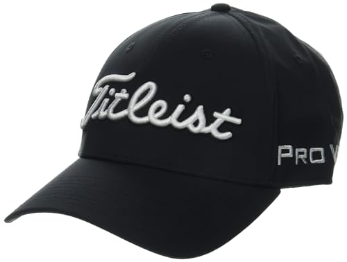 Titleist Men's Standard Tour Performance Golf Hat, Black/White, OSF