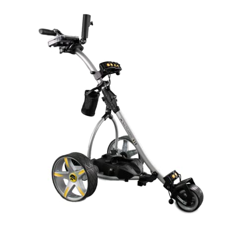 BATCADDY X3R Standard Lithium 18-Hole Battery Powered Golf Push Cart with Remote, Dual Motor, 9-Speeds and Reverse, Cruise Control, Anti-Tip Wheel, and Downhill Control, Titanium Silver