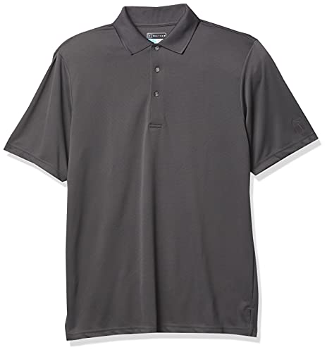 PGA TOUR Men's Airflux Short Sleeve Solid Golf Polo-Shirts, Asphalt, XXL