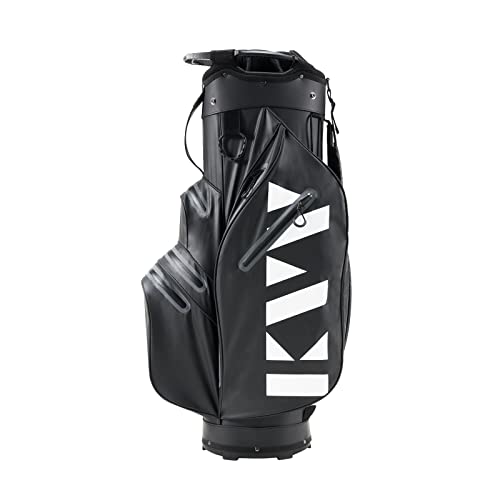 KVV Golf Cart Bag Waterproof Extra Lightweight with 14-Way Top and 4 Full-Length Dividers with Cooler, Rainhood Included(Black/White)