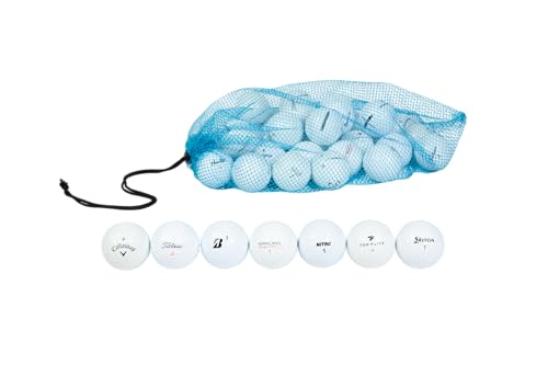 Clean Green Golf Balls 48 Recycled and Used Golf Balls for Titleist, Callaway, Taylormade, and Lower Brands Like Pinnacle, Top-Flite, Kirkland, and Others - Includes Mesh Carrying Bag - Good Condition