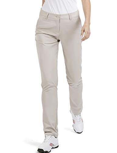 Women's Golf Pants Stretch Straight Lightweight Breathable Twill Work Chino Ladies Pants Size 14 Beige