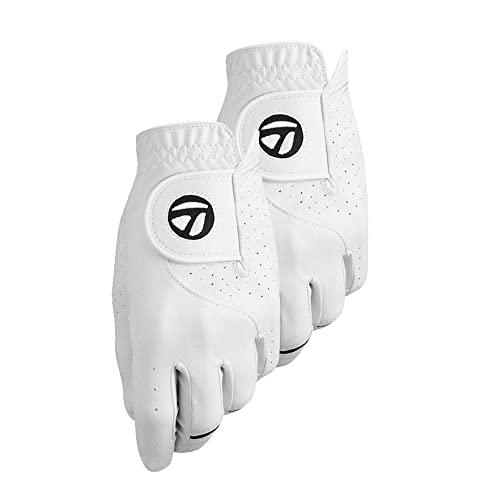 TaylorMade Stratus Tech Glove 2-Pack (White, Left Hand, Medium/Large), White(Medium/Large, Worn on Left Hand)
