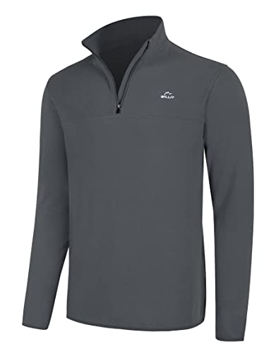 Willit Men's Fleece Golf Pullover Sweaters Quarter-Zip Hiking 1/4 Zip Thermal Jacket Lightweight Gray L