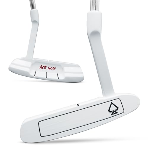 Ace Golf Clubs - White Golf Putters for Men Right Handed - 35 Inch Quality Blade Putter - Milled Golf Putter with Premium Headcover