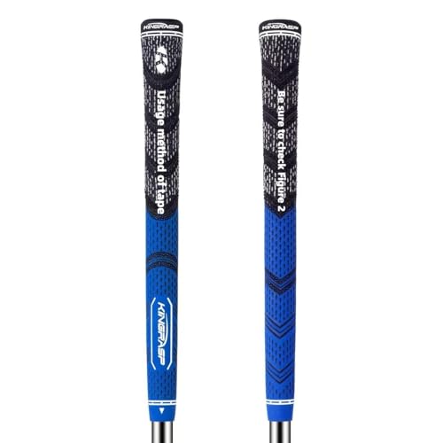 KINGRASP Golf Grips 2 Piece Set-All Weather Corded Rubber Grips for Golf Clubs, Premium Rubber Golf Grips Standard/Midsize/Oversize for Wedges, Drivers, Irons, Hybrids Irons Hybrids（Blue.Standard）