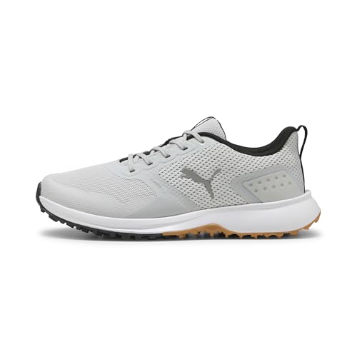 PUMA Men's Fusion Grip 6 Golf Shoe, Feather Gray Black-Gum, 13