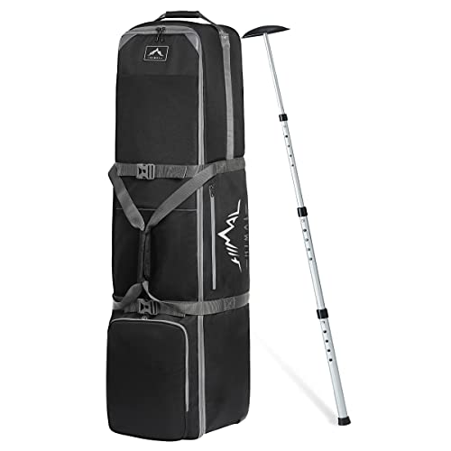 GoHimal Golf Travel Bag with Adjustable Support Rod, 900D Heavy Duty Oxford Fabric Golf Travel Case for Airlines with Wheels