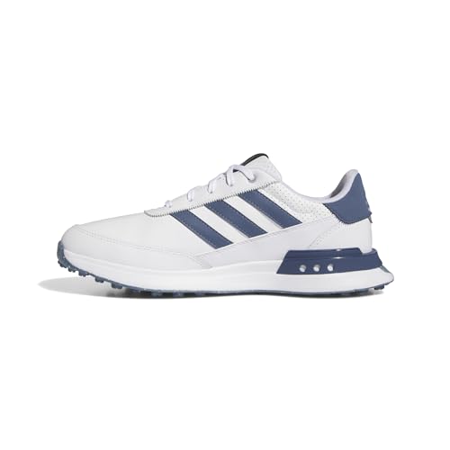 adidas Men's S2G Spikeless Leather 24 Golf Shoes, Footwear White/Collegiate Navy/Silver Metallic, 11