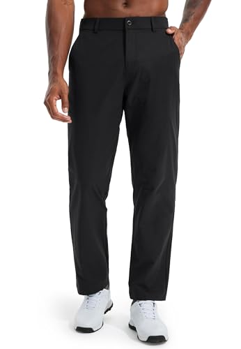 Libin Men's Golf Pants 32' Classic Fit Quick Dry Lightweight Stretch Comfy Dress Work Business Casual Trousers for Men Clothing with Pockets, Black, 33W x 32L