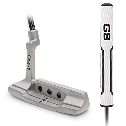 GoSports GS1 Tour Golf Putter – 34” Right-Handed Blade Putter with Milled Face, Choose Oversized Fat Grip or Traditional Grip, Silver