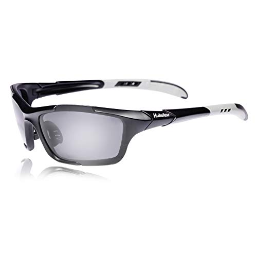 Hulislem S1 Sport Polarized Sunglasses For Men Women Mens Womens Running Golf Sports (Matte Black-Smoke)