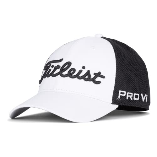 Titleist Men's Standard Tour Performance Mesh Golf Hat, White/Black, OSF