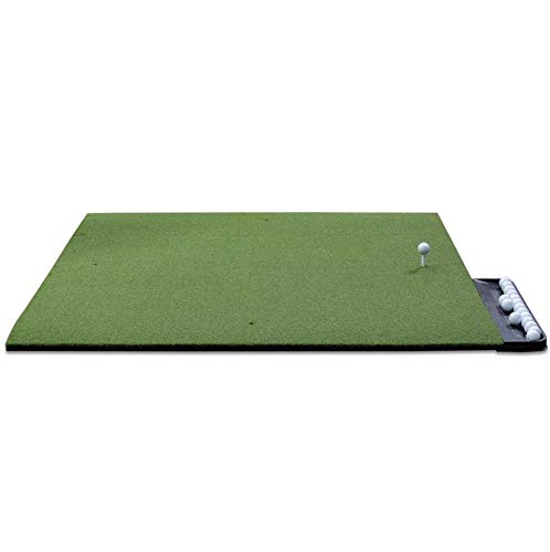 Commercial Golf Mat - 5x5 Feet Premium Turf Indoor/Outdoor Mat for Hitting & Chipping - Golf Stance Mat for Pros & Beginners w/Golf Accessories (Golf Tray + 3 Rubber Golf Tees)