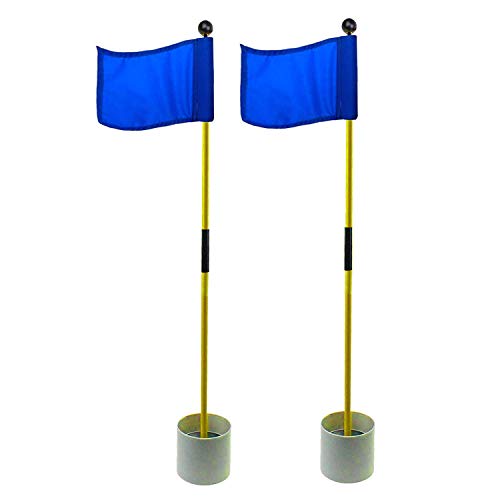 Crestgolf 2-Section Portable Backyard Practice Golf Hole Cup and Flag Stick of Fiberglass, Golf Putting Green Flagstick 2 Sets Count (solid blue)