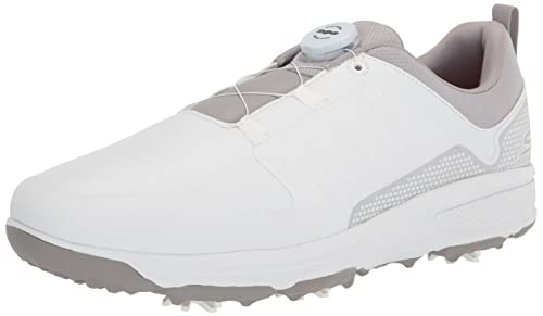 Skechers Men's Torque Twist Waterproof Golf Shoe, White/Gray, 10