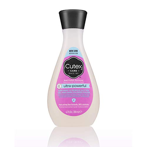 Cutex Ultra-Powerful Nail Polish Remover for Gel, Glitter, and Dark Colored Paints, Paraben Free, 6.76 Fl Oz