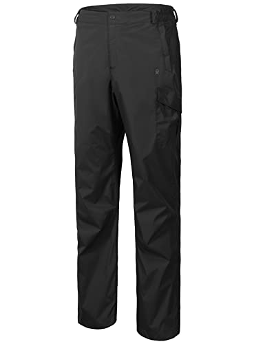 Little Donkey Andy Men's Lightweight Waterproof Rain Pants Breathable Hiking Pant for Outdoor Fishing Black L