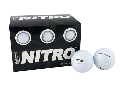 Nitro (12PK) All Levels Maxium Distance Titanium Core 85 Compression High Velocity Spin Control Long Distance Golf Balls USGA Approved-Total of 12-White