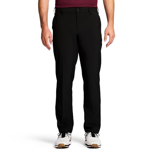 IZOD Men's Golf Swingflex Straight-Fit Flat-Front Pants, black, 34W X 32L