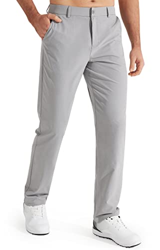 Libin Mens Golf Pants Classic Fit Stretch Work Dress Pants 32' Quick Dry Lightweight Business Casual Trousers Comfort Water Resistant, Light Grey, 34W x 32L