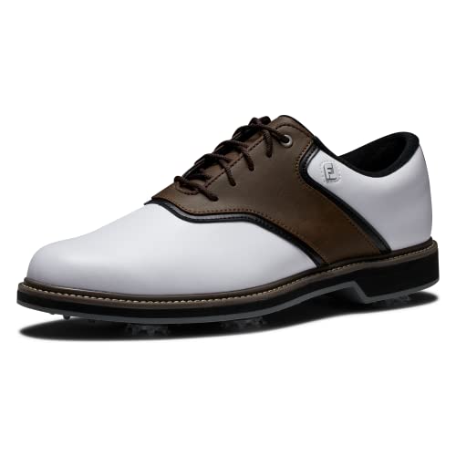 FootJoy Men's FJ Originals Golf Shoe, White/Brown, 11