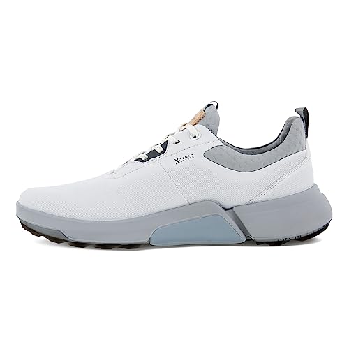 ECCO Men's Biom Hybrid 4 Gore-tex Waterproof Golf Shoe, White/Concrete, 12-12.5