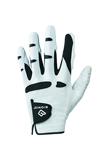 Bionic Gloves –Men’s StableGrip Golf Glove W/Patented Natural Fit Technology Made from Long Lasting, Durable Genuine Cabretta Leather, White, Large