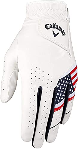 Callaway Golf Men's Weather Spann Premium Synthetic Golf Glove (Cadet Large, Single, USA, Worn on Left Hand )