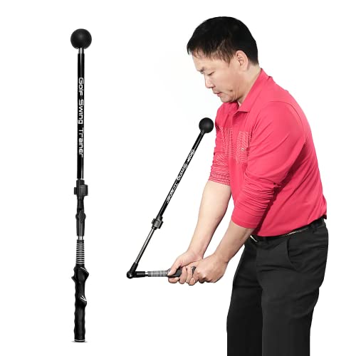 Golf Swing Trainer,Adjustable Portable Golf Training Aid to Improve Hinge, Forearm Rotation, Shoulder Turn,Beginners Improve Golf Swing Exerciser Training Aid (Black)
