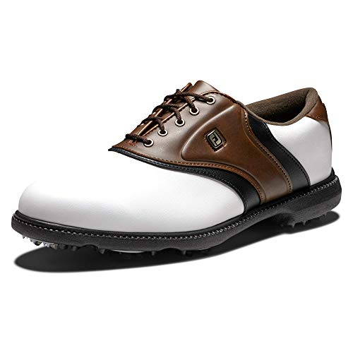 FootJoy mens Fj Originals Golf Shoes, White/Brown, 10.5 Wide US