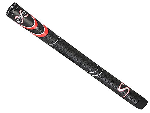 SuperStroke Cross Comfort Golf Club Grip, Black/Red (Midsize) | Soft & Tacky Polyurethane That Boosts Traction | X-Style Surface & Non-Slip | Swing Faster & Square The Clubface More Naturally (RSS195)