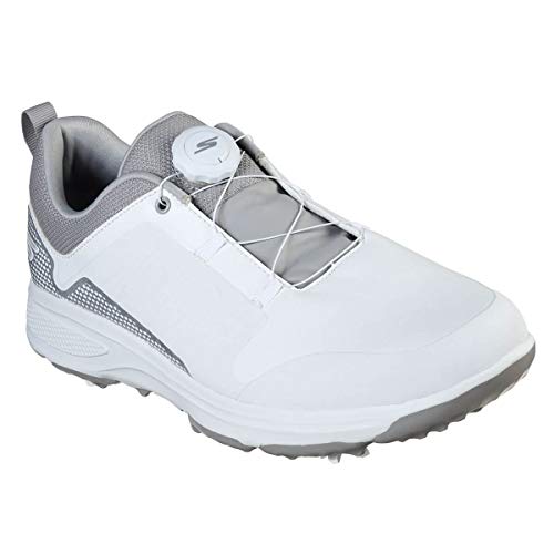 Skechers Men's Torque Twist Waterproof Golf Shoe, White/Gray, 10