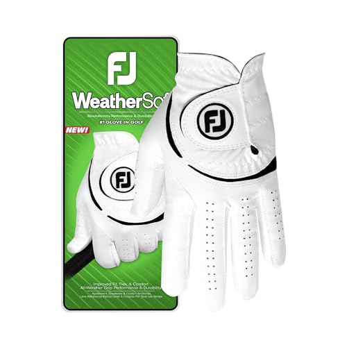 FootJoy Men's WeatherSof Golf Glove, White, Medium, Worn on Left Hand