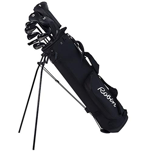 Robin Golf The Essentials 9-Club Men's Set — Complete Right-Handed Golf Clubs for Men 5'6'-6'2' (Matte Black) — Sets Include Bag & Head Covers | for Beginners, Intermediate & Advanced Golfers
