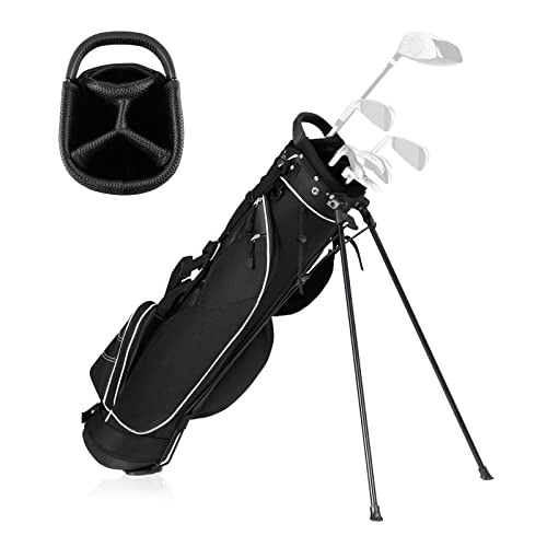 Tangkula Golf Stand Bag, Lightweight Organized Sunday Bag Easy Carry Shoulder Bag with 4 Way Dividers and 4 Pockets, Black