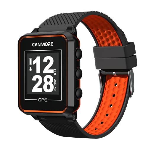 CANMORE TW353 Golf GPS Watch for Men and Women, High Contrast LCD Display, Free Update Over 40,000 Preloaded Courses Worldwide, Lightweight Essential Golf Accessory for Golfers, Black/Orange