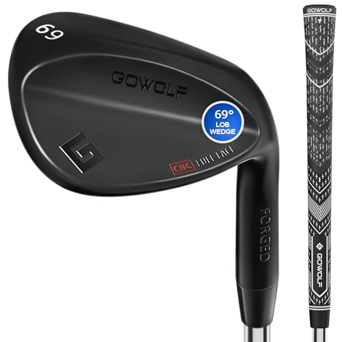 Gowolf 69 Degree Wedge Right Hand - Forged Golf Wedges Full Face for Men, Premium Gap Wedges Sand Wedge Lob Wedge Golf Club for Men, Great Golf Gifts - CNC Milled Face for More Spin (Black 69 Degree)