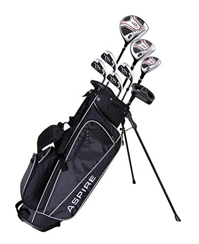 Aspire XD1 Teen Golf Club Set for Ages 13-16 (5'1'-5'6') - Left/Right-Handed Complete Youth Golf Club Set with Driver, Hybrid, 7-PW Irons, Putter, Stand Bag & 3 Headcovers (Right Hand)