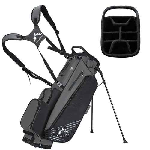 UNIHIMAL Golf Stand Bag with 8 Way Top Dividers, Golf Bags for Men Women, Lightweight Club Bags with Multiple Pockets, Dual Straps (Black Gray)