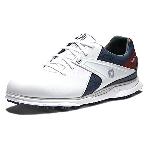 FootJoy Men's Pro|SL Previous Season Style Golf Shoe, White/Navy/Maroon, 10.5 US