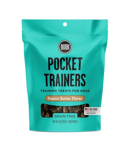 BIXBI Pocket Trainers, Peanut Butter - Training Treats for Dogs - Low Calorie All Natural Grain Free Dog Treats