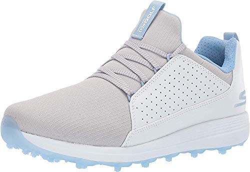 Skechers Women's Max Mojo Spikeless Golf Shoe, White/Gray/Blue, 8.0 M US