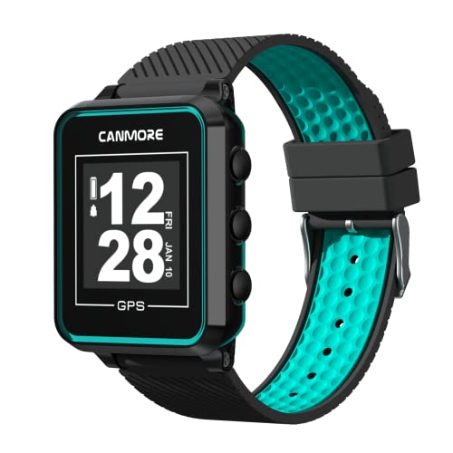 CANMORE TW353 Golf GPS Watch for Men and Women, High Contrast LCD Display, Free Update Over 40,000 Preloaded Courses Worldwide, Lightweight Essential Golf Accessory for Golfers, Turquoise/Black